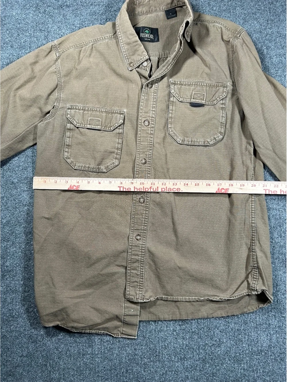 RedHead Men's Long Sleeve Button-Up Shirt in Tan, Size M